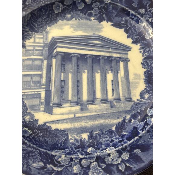 Wedgewood 9” Blue Transferware Plate Albany Ny Country Farmhouse Victorian - Picture 7 of 7